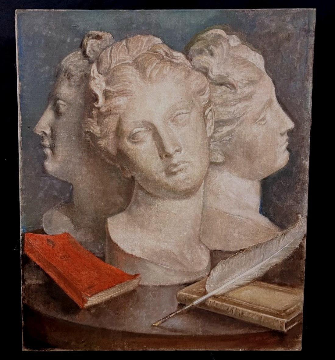 Oil On Canvas, Antique Statues.