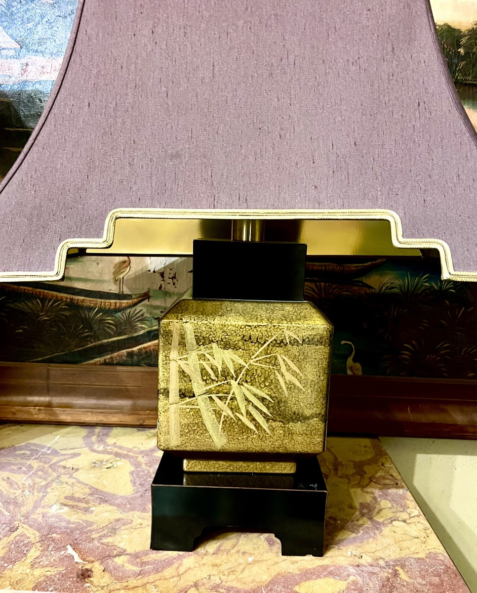 Large Pair Of Lacquer Lamps. -photo-4