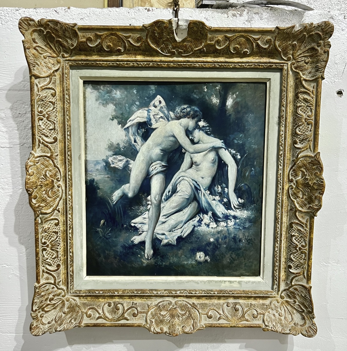 Oil On Panel Cupid And Psyche.