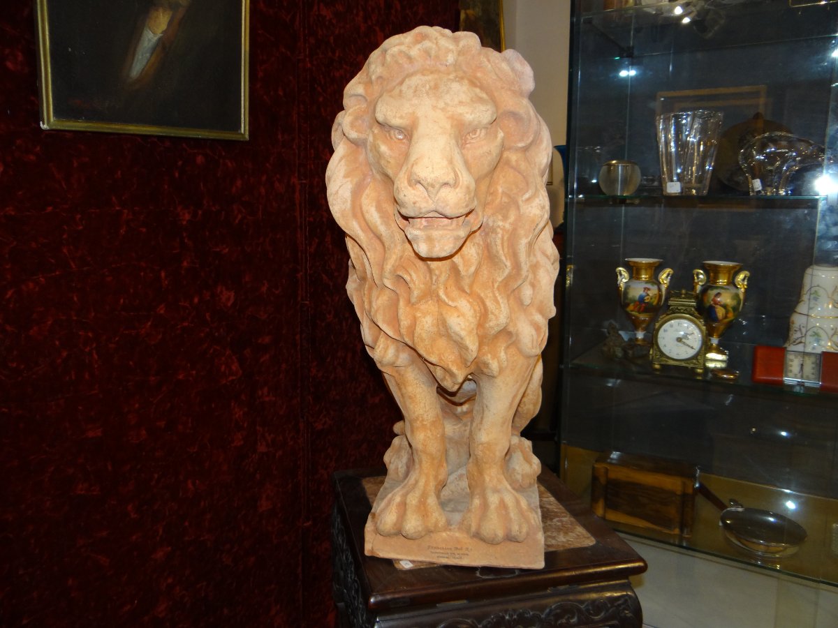 Lion terre cuite-photo-2
