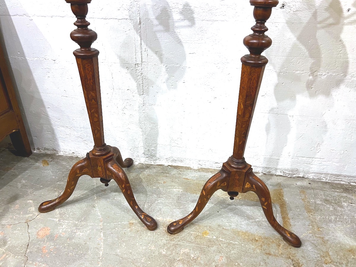 Pair Of Marquetry Stools. 17th Century-photo-2