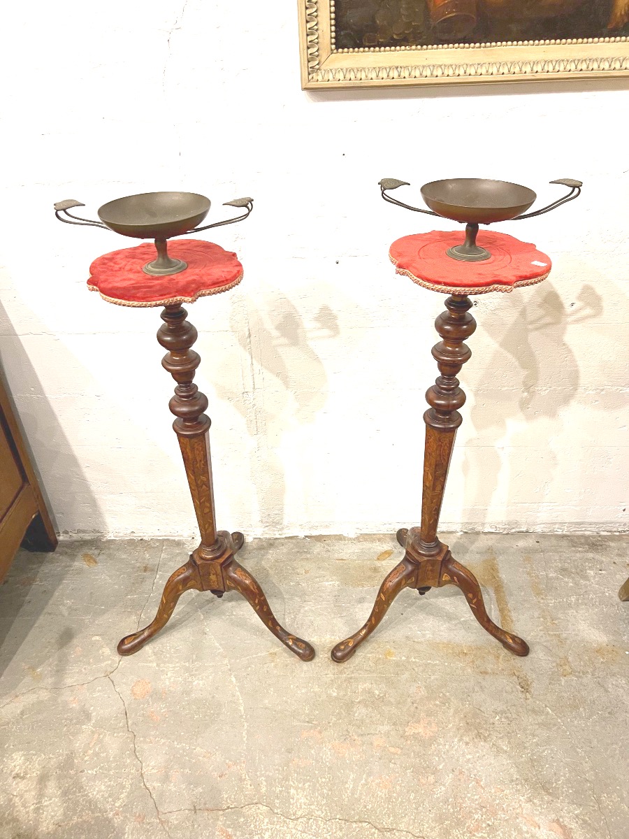 Pair Of Marquetry Stools. 17th Century-photo-3