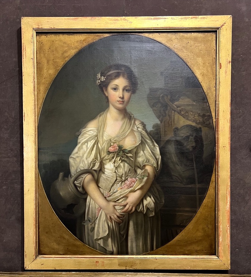 Grande huile sur toile. Ecole Française vers 1870-80. 