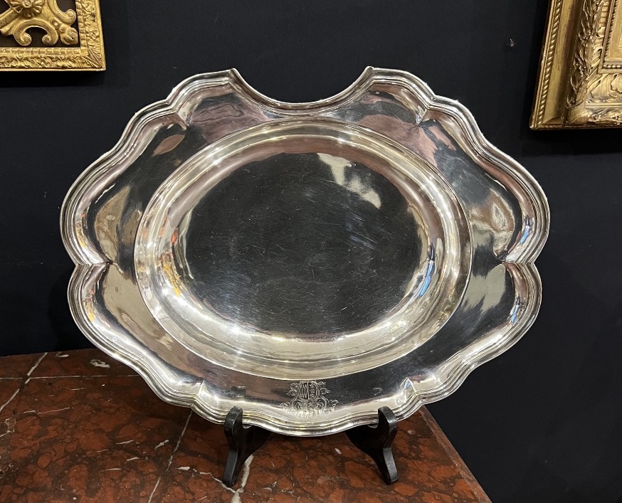 Silver-plated Metal Shaving Dish. 19th Century