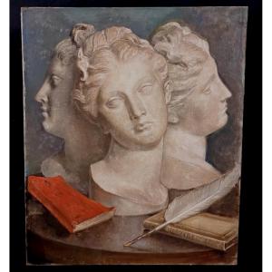 Oil On Canvas, Antique Statues.