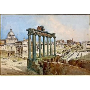 Watercolor Veduta Del Foro Romano. 