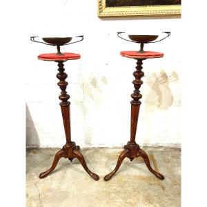 Paire de sellettes en marqueterie. XVII ème s