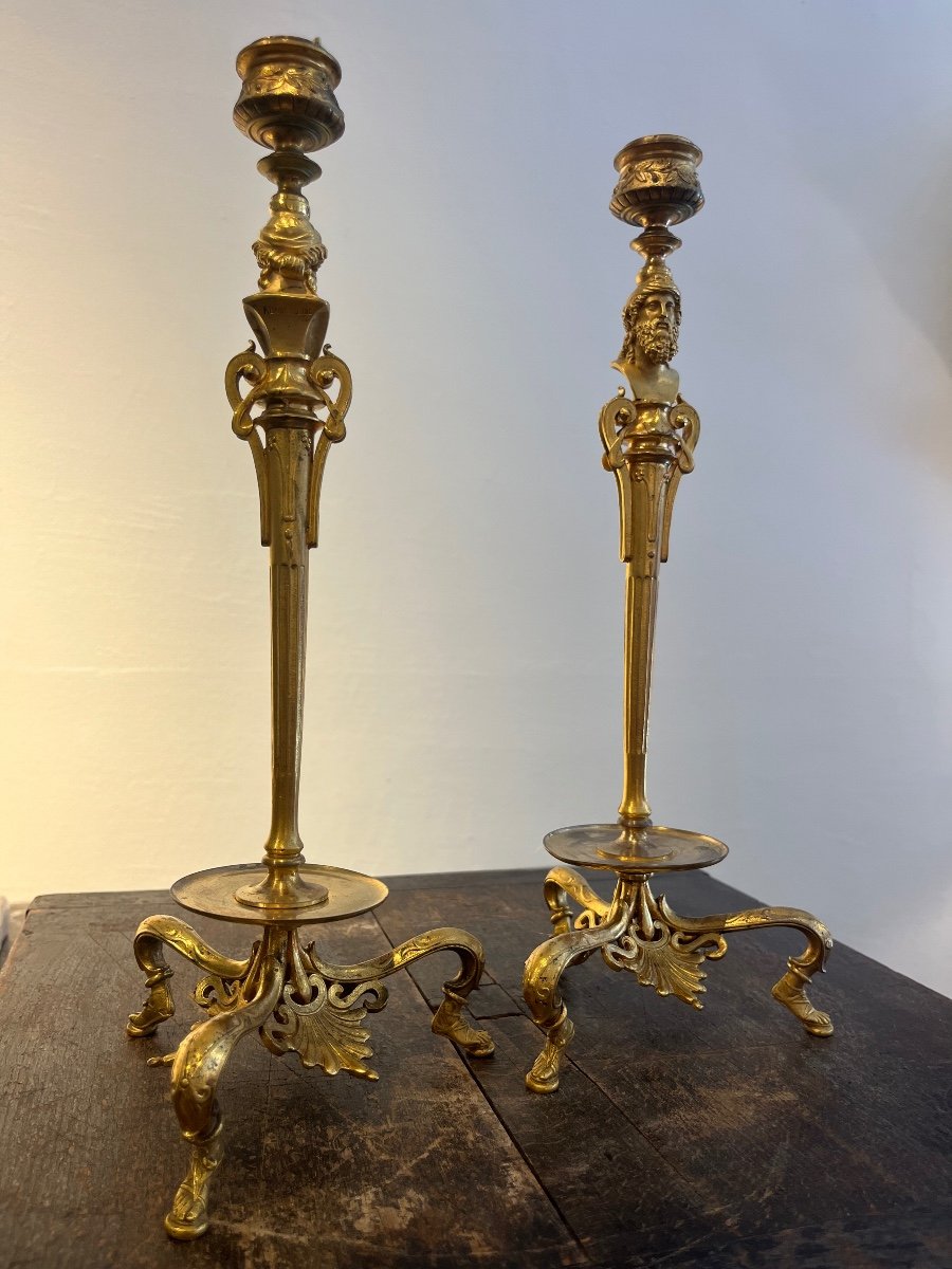 Paire De Chandeliers Ferdinand Barbedienne-photo-2