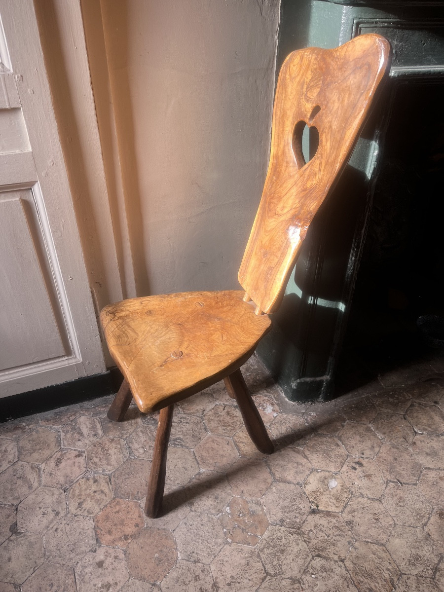 Chaise en olivier années 60-photo-2