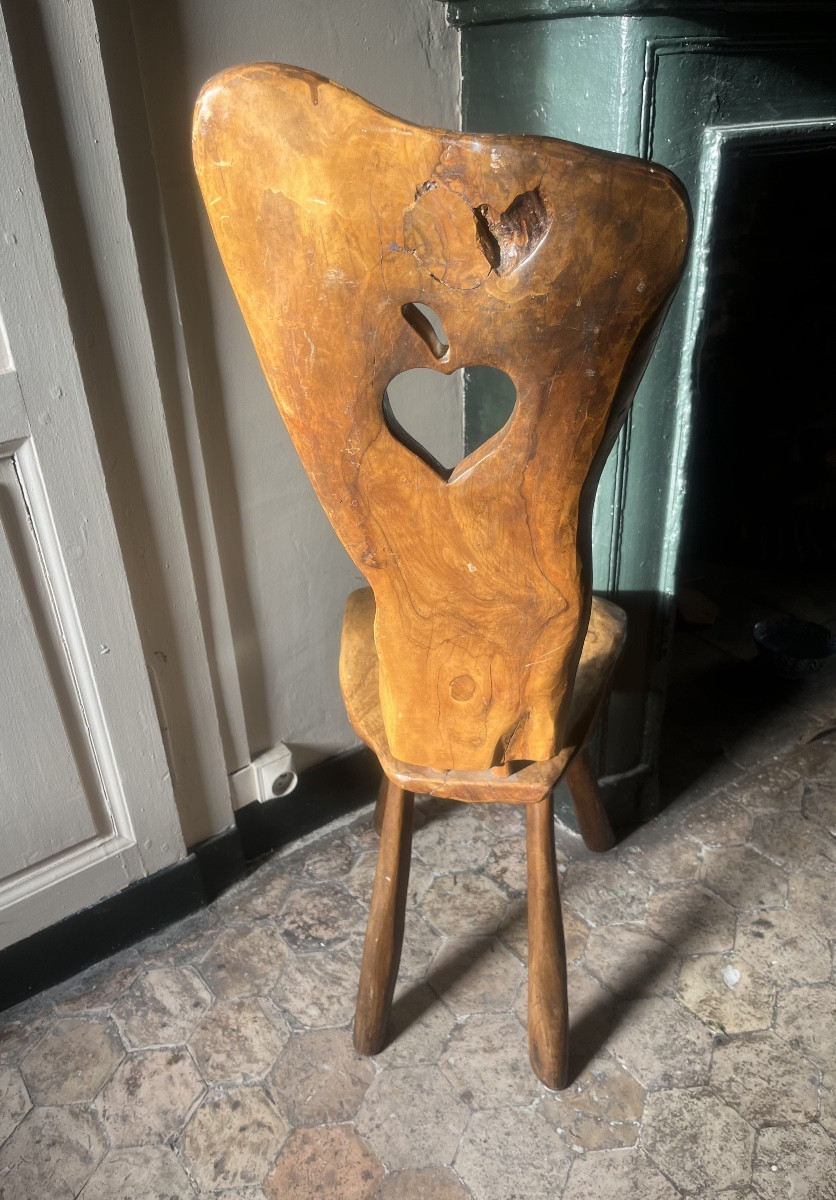 Chaise en olivier années 60-photo-3