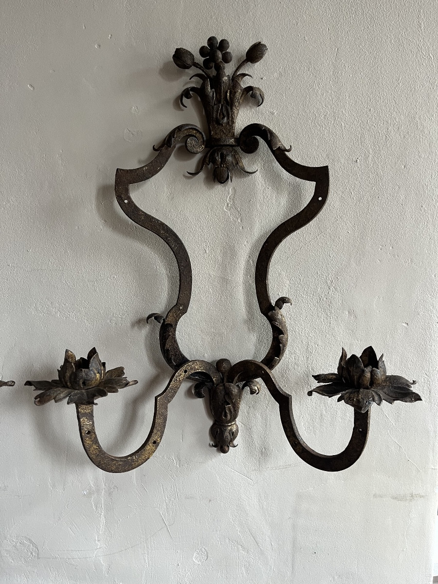 Pair Of Wrought-iron Sconces-photo-3