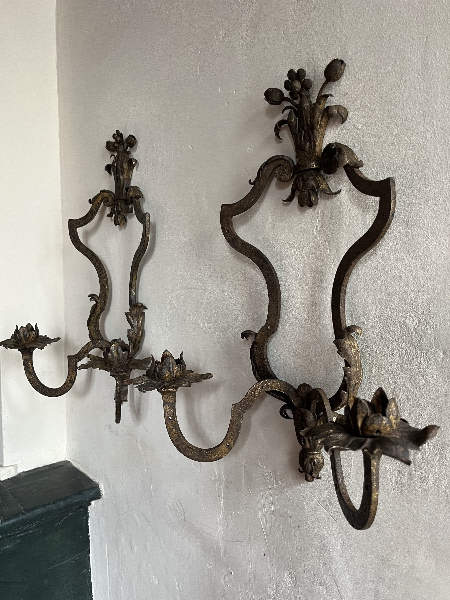 Pair Of Wrought-iron Sconces-photo-2