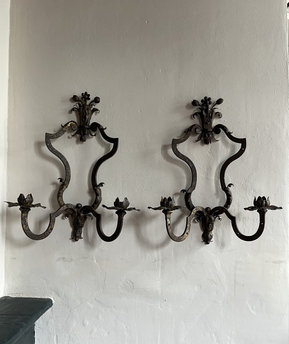 Pair Of Wrought-iron Sconces