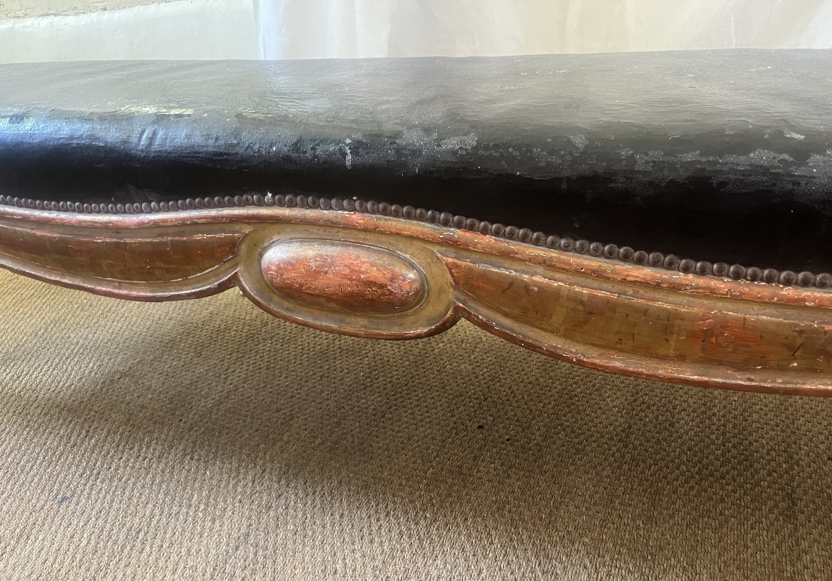 Grande banquette italienne  en bois doré -photo-4