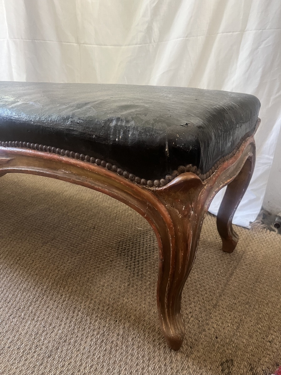 Grande banquette italienne  en bois doré -photo-2