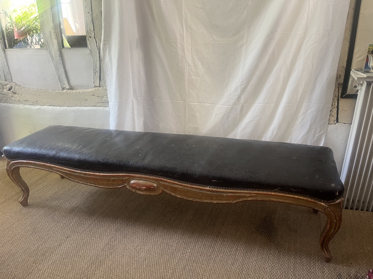 Grande banquette italienne  en bois doré -photo-3