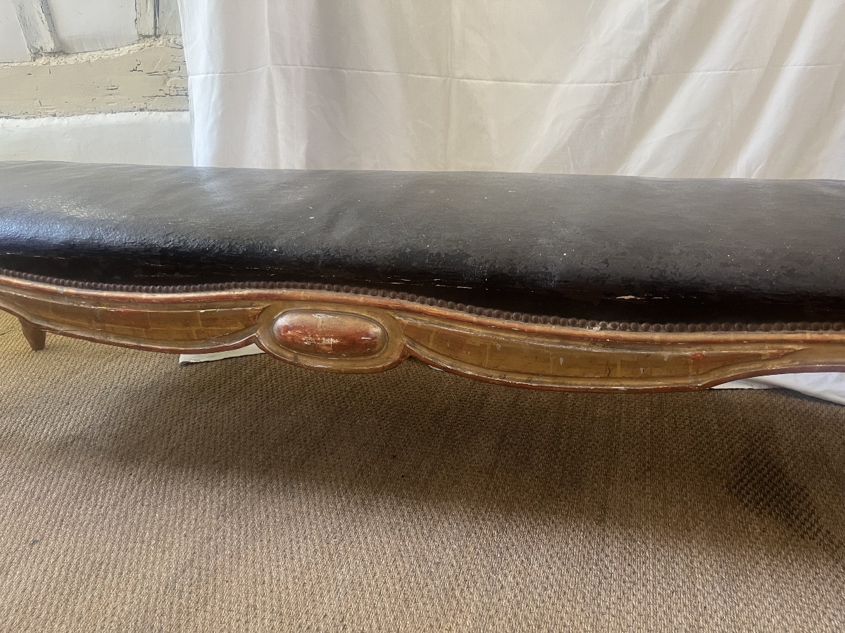 Grande banquette italienne  en bois doré -photo-2