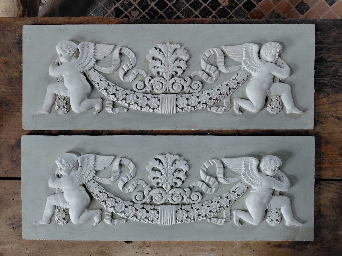 Pair Of Restoration-period Plaster Reliefs