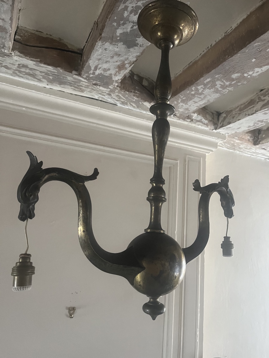 Bronze Chandelier With Dragon Heads -photo-4