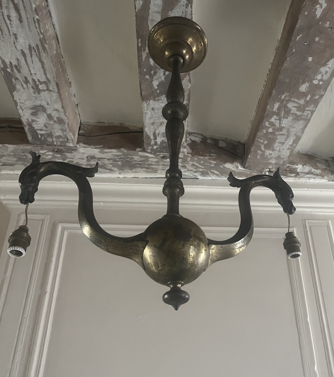 Bronze Chandelier With Dragon Heads 
