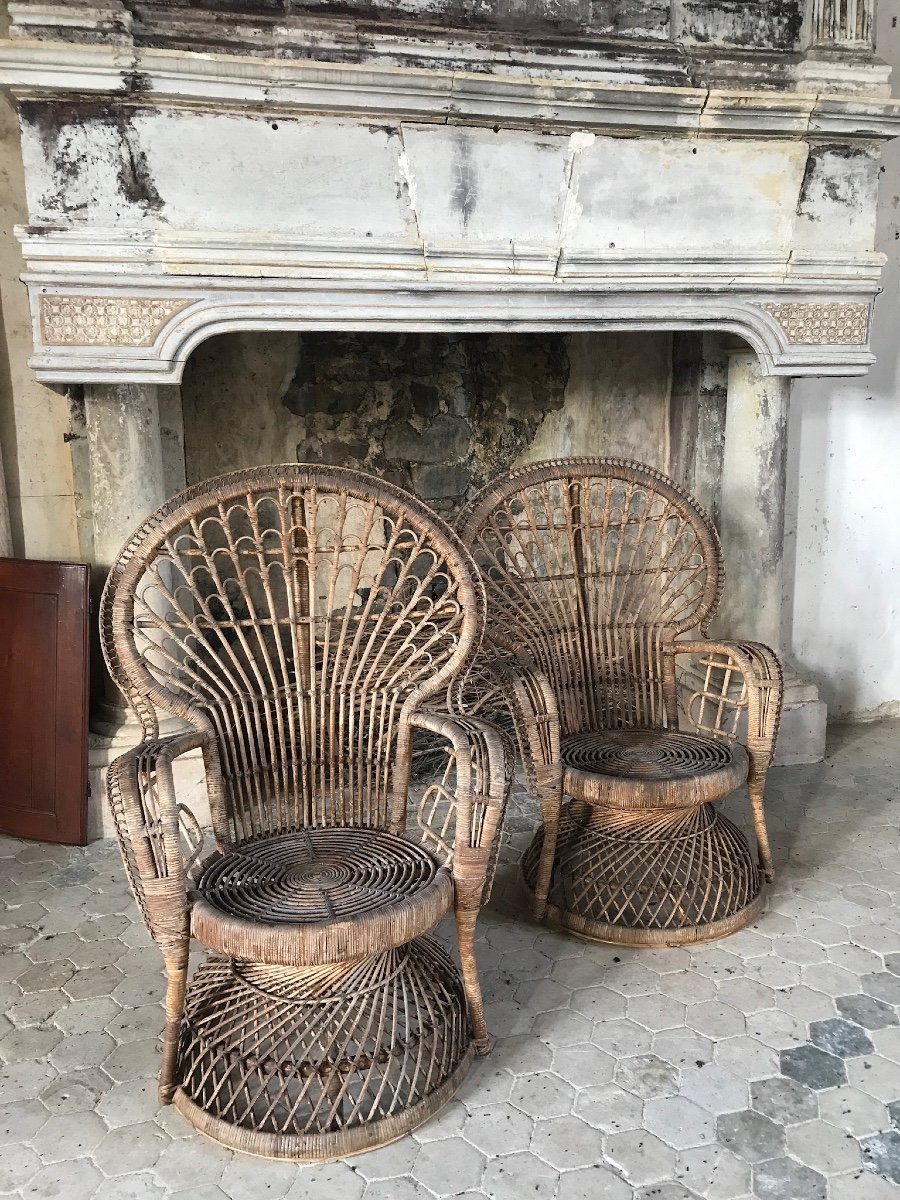 Pair Of Rattan Armchairs 50s-60s-photo-3