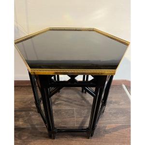 Black Lacquered Pedestal Table