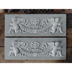 Pair Of Restoration-period Plaster Reliefs