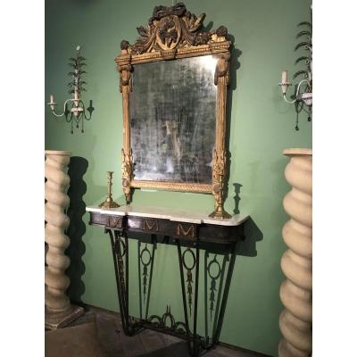 Miroir à Fronton D’époque Louis XVI