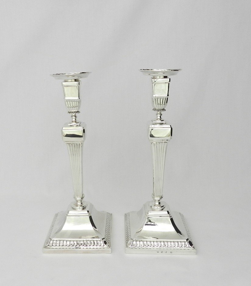 Couple Candlesticks In Sterling Silver, Ghent 1791 (belgium), Master Petrus Josephus Dupret