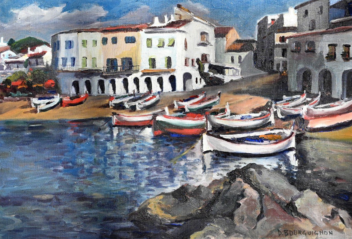 Port Bo, Palafrugell In Spain By Daniel Bourguignon (1935-?) | Comtois Painter