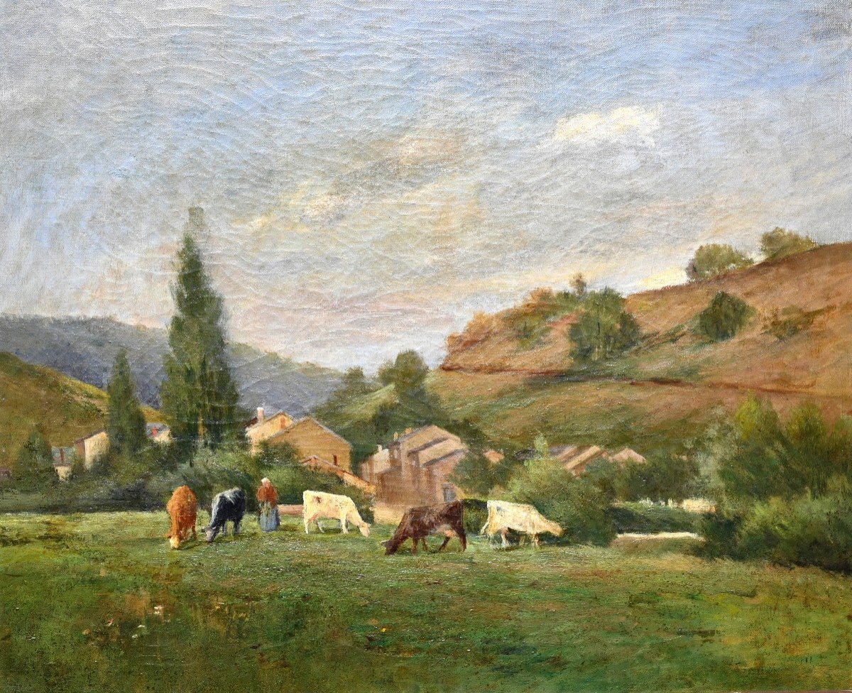 Landscape With A Cow Herder Late 19th Century | French School Painting
