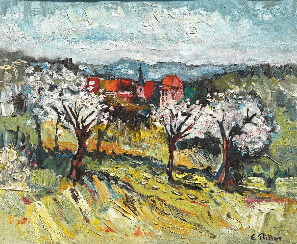 Etienne Ritter (1934-1994) Alsatian Village In Spring | Alsace Lotz 