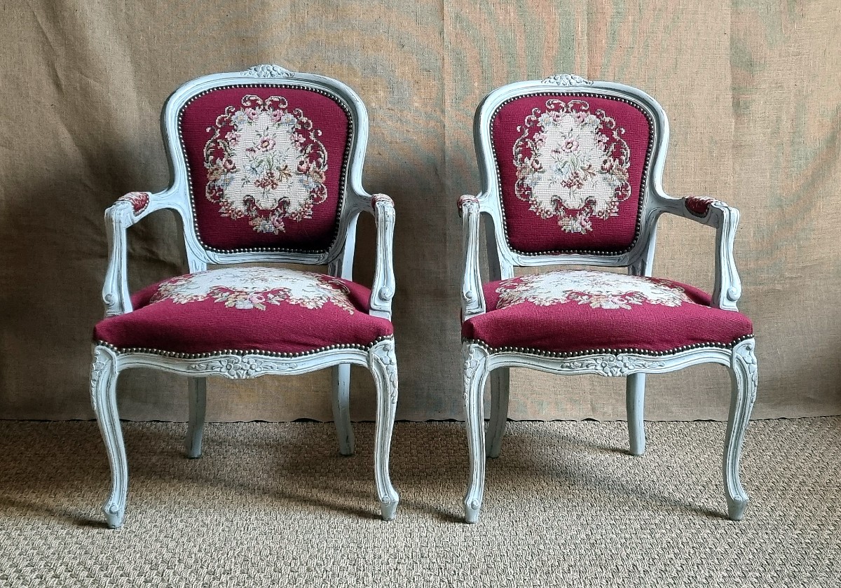 Pair Of Louis XV Style Upholstered Cabriolets