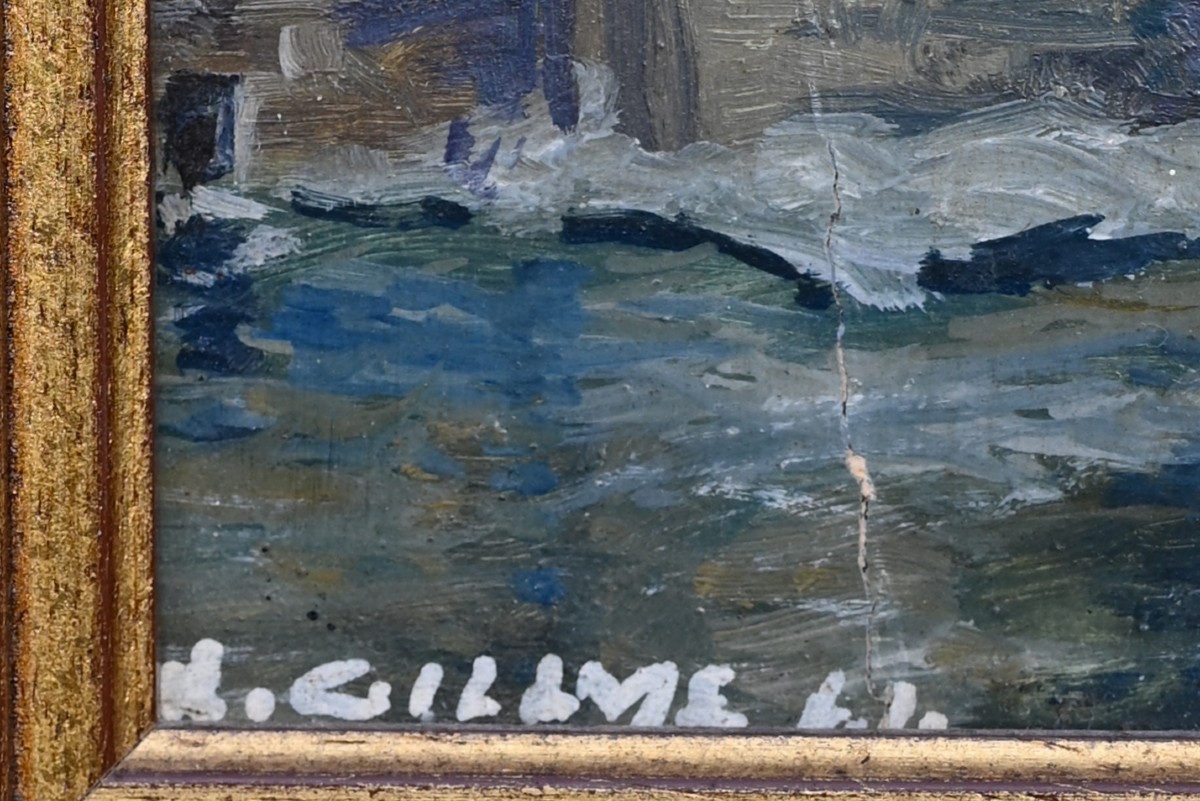 Xavier GUILLMÉ (1881-1978) La tour des Sorcières | Alsace, Thann, neige, nocturne-photo-2