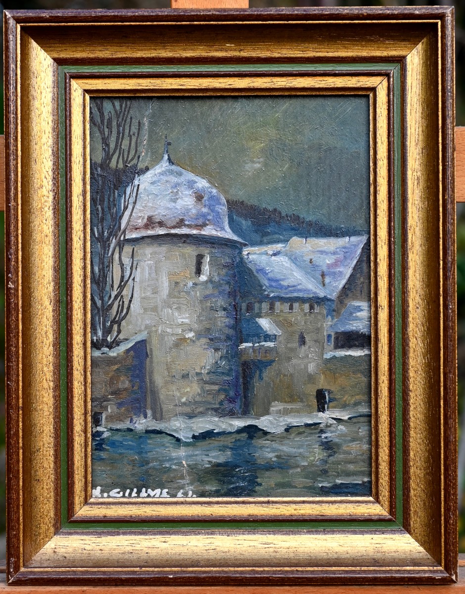 Xavier GUILLMÉ (1881-1978) La tour des Sorcières | Alsace, Thann, neige, nocturne-photo-3