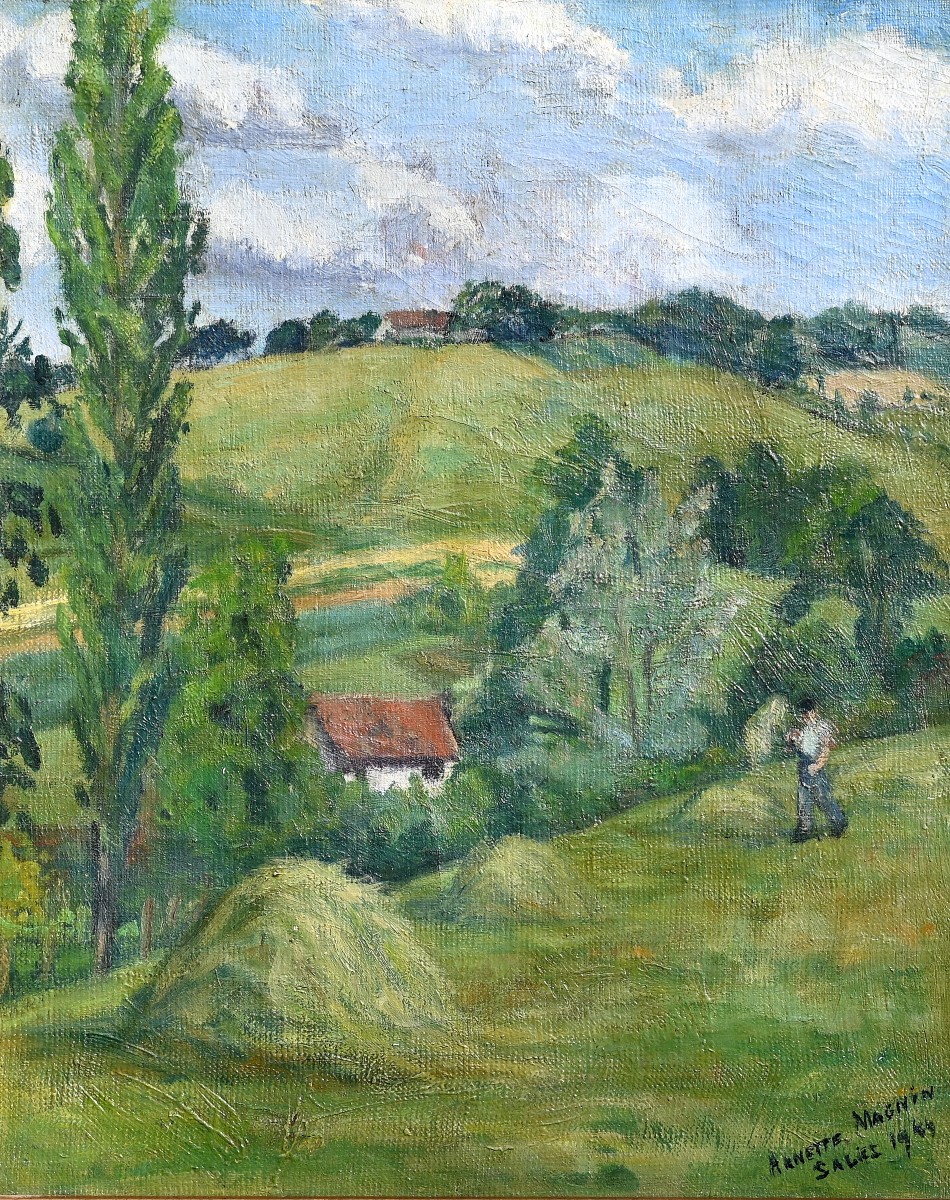 Lively Landscape At Salies-de-béarn, Signed And Dated 1944 | Pyrenees