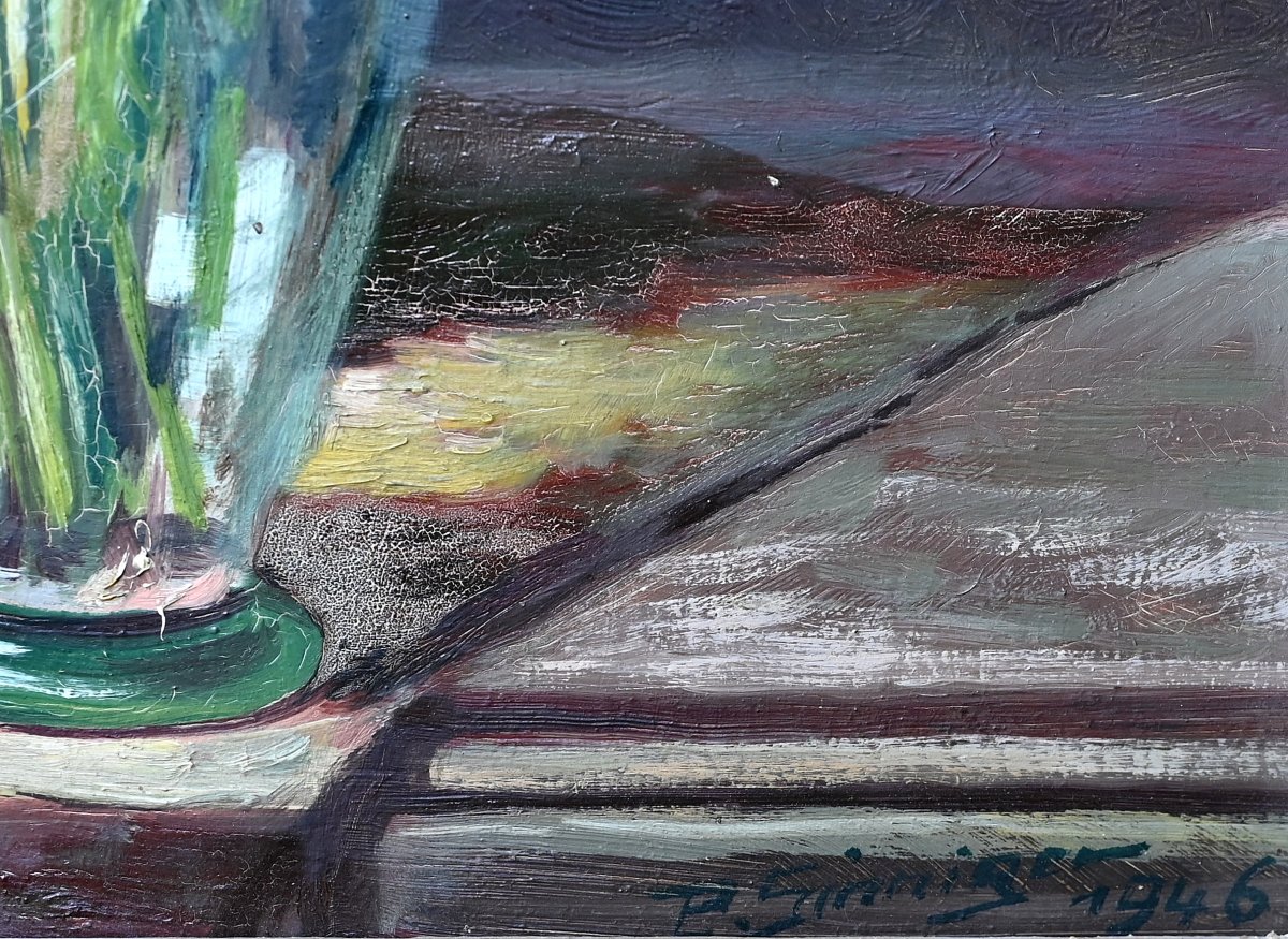 Paul Sinniger (1892–1971)  Still Life With Tulips | Alsace, Flowers, 1946, Mulhouse Riedisheim-photo-2