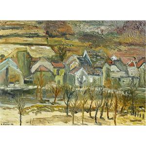 Antoine KOHLER (XXe) Village De Chariez En Hiver | Tableau Comtois Haute-Saône Vesoul