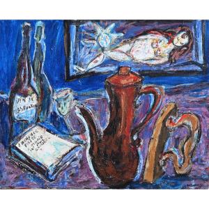 François Ozenda (1923-1976) Announcement Made To Marie & Wine Of Raspoutine, 1966 Singular Art