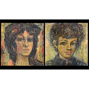 Peter Nikolov (1928-2020) Two Portraits | Bulgarian School, Karlovo