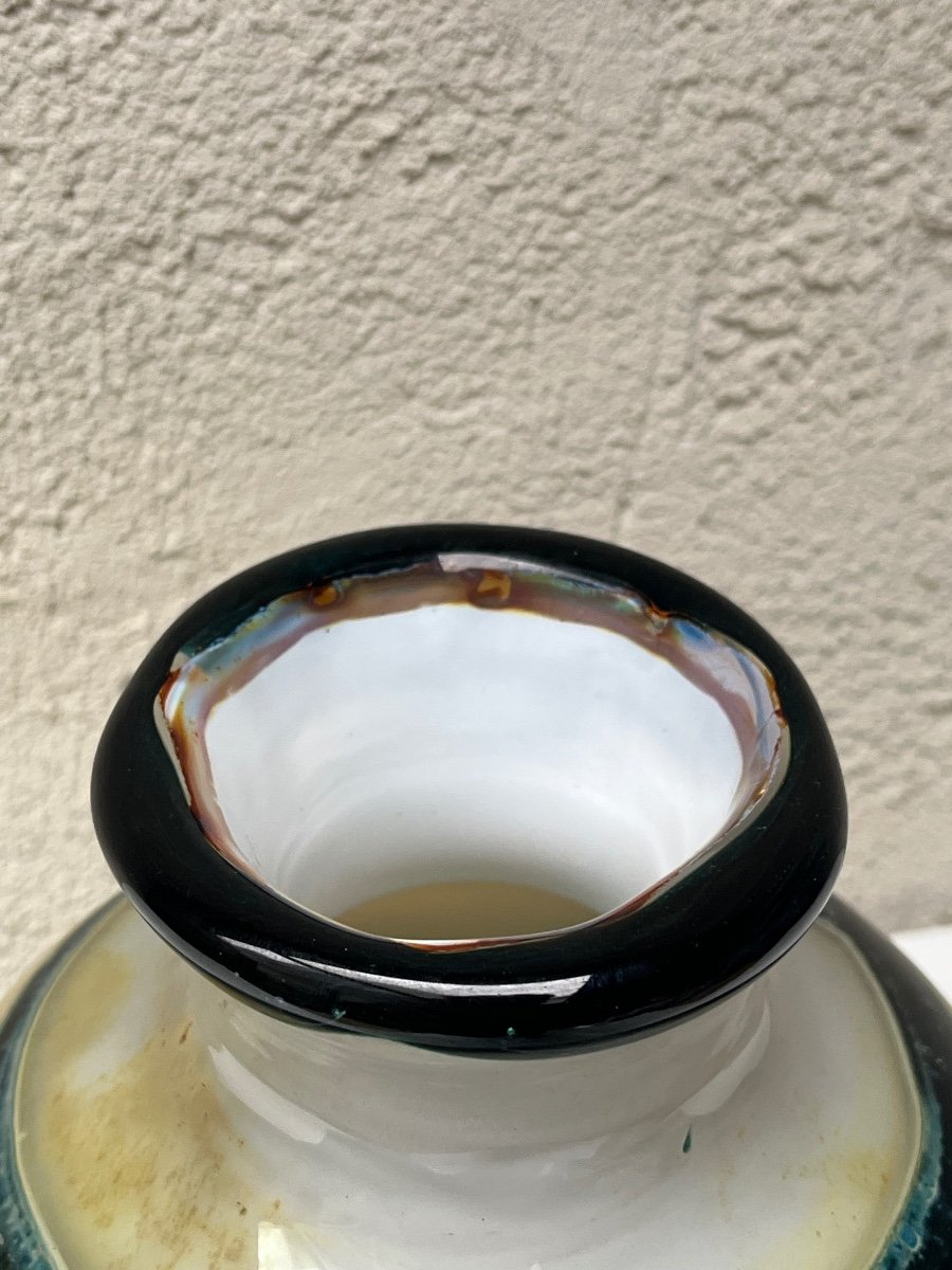 Blown Glass Vase Signed By Louis Leloup And Samuel Herman For Val Saint Lambert-photo-1