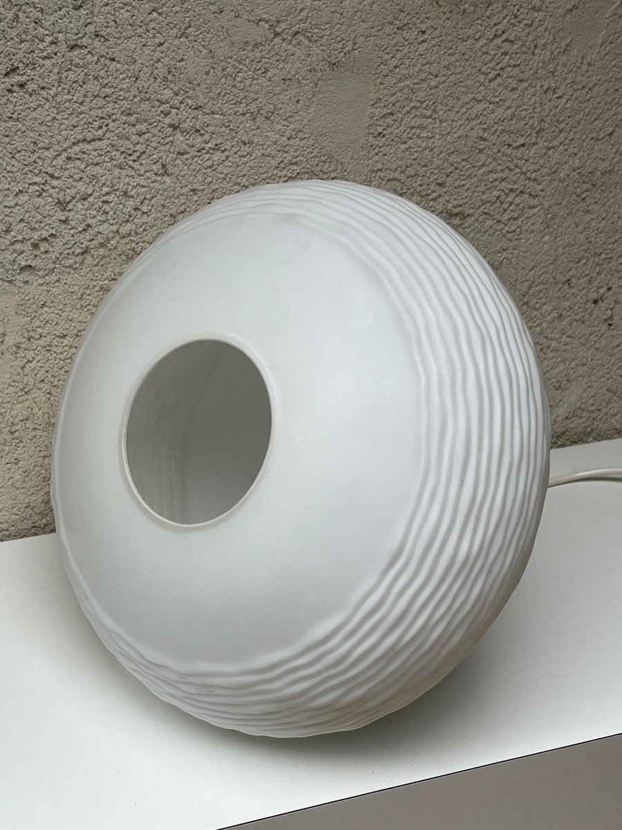 Opaline And Teak Suspension By Louis Kalff For Philips-photo-4
