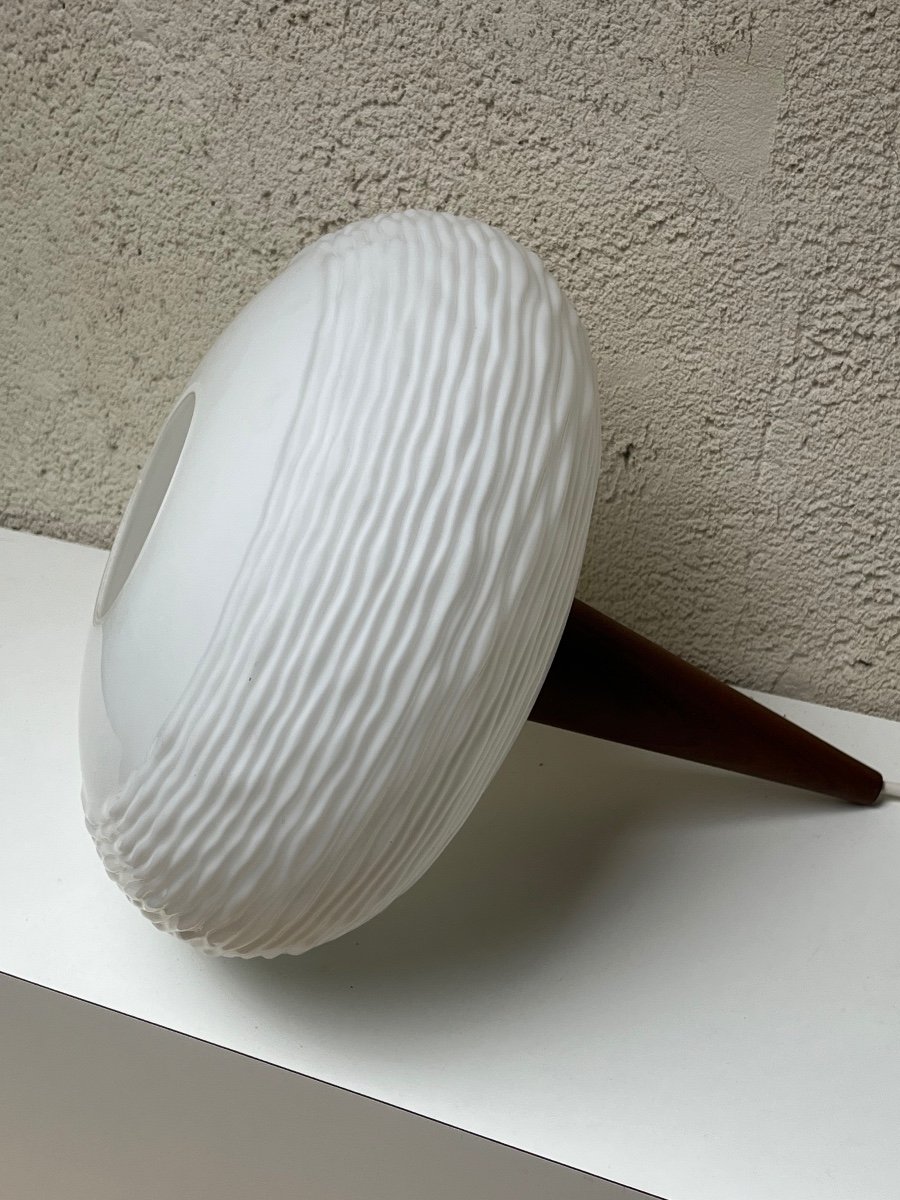Opaline And Teak Suspension By Louis Kalff For Philips-photo-2