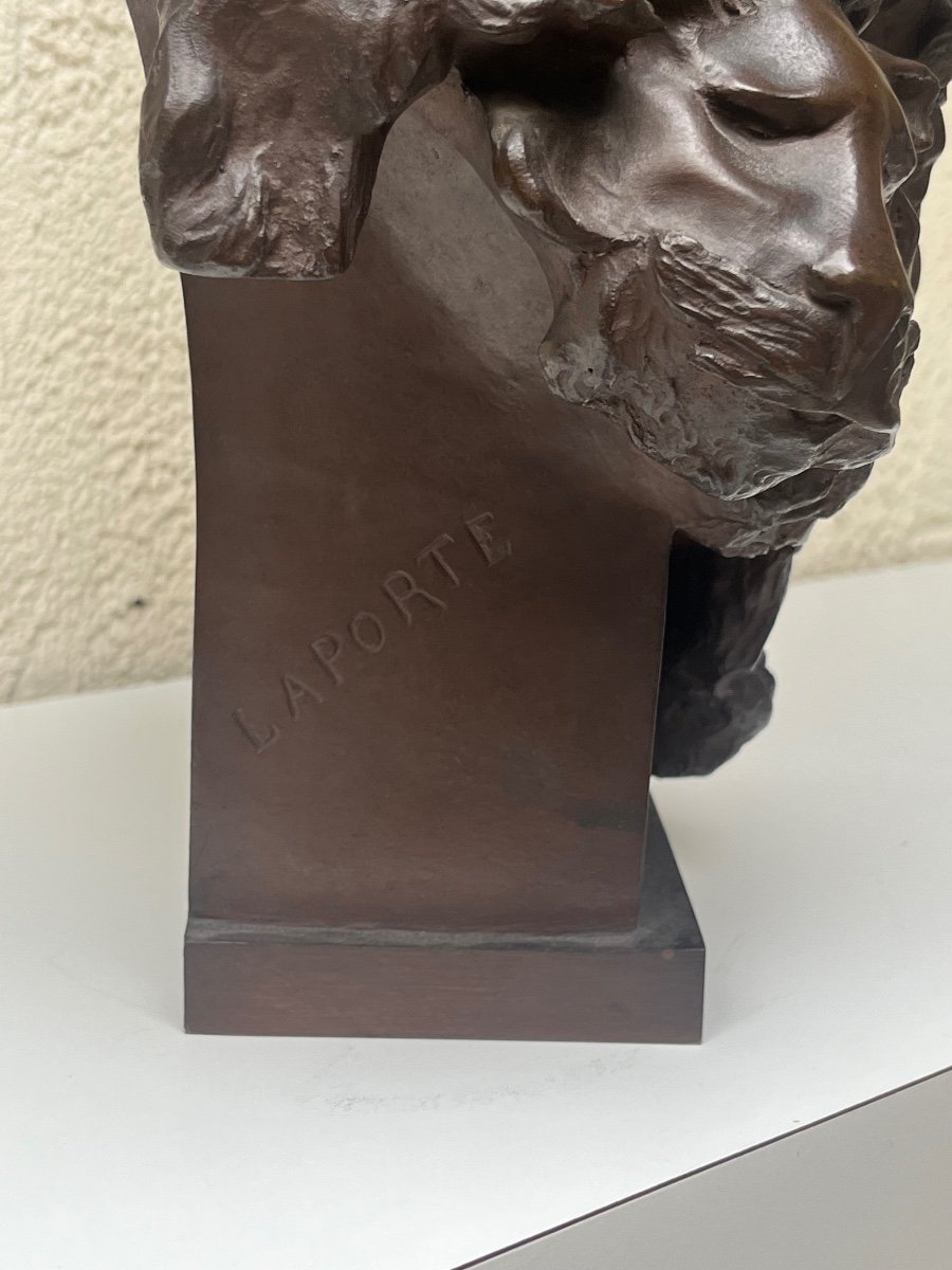 Bronze Bust Of Vercingetorix Signed Laporte-photo-2