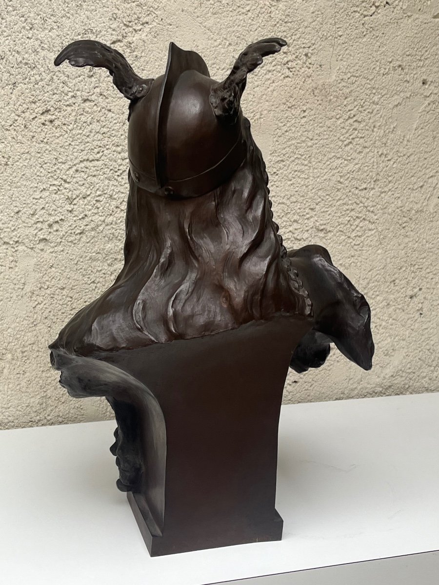 Bronze Bust Of Vercingetorix Signed Laporte-photo-4