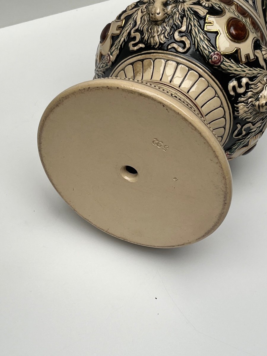 Pair Of Large Polychromic Stoneware Vases -photo-1
