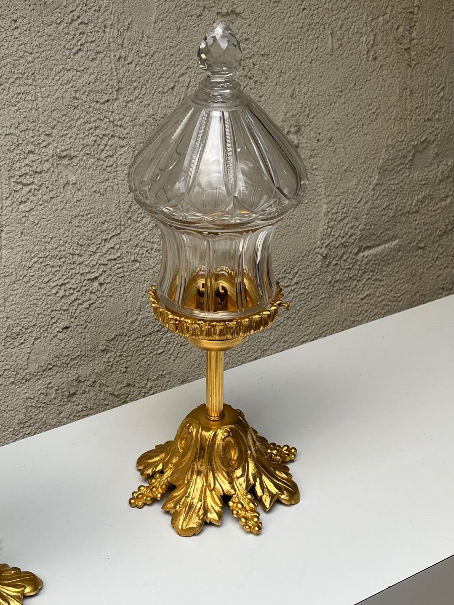 Pair Of Crystal And Gilt Bronze Ceiling Lights-photo-2