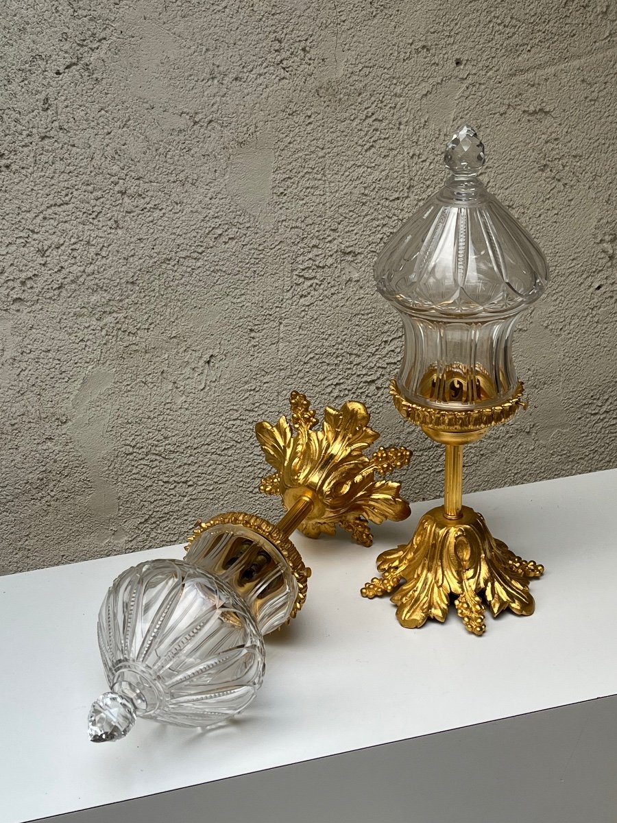 Pair Of Crystal And Gilt Bronze Ceiling Lights