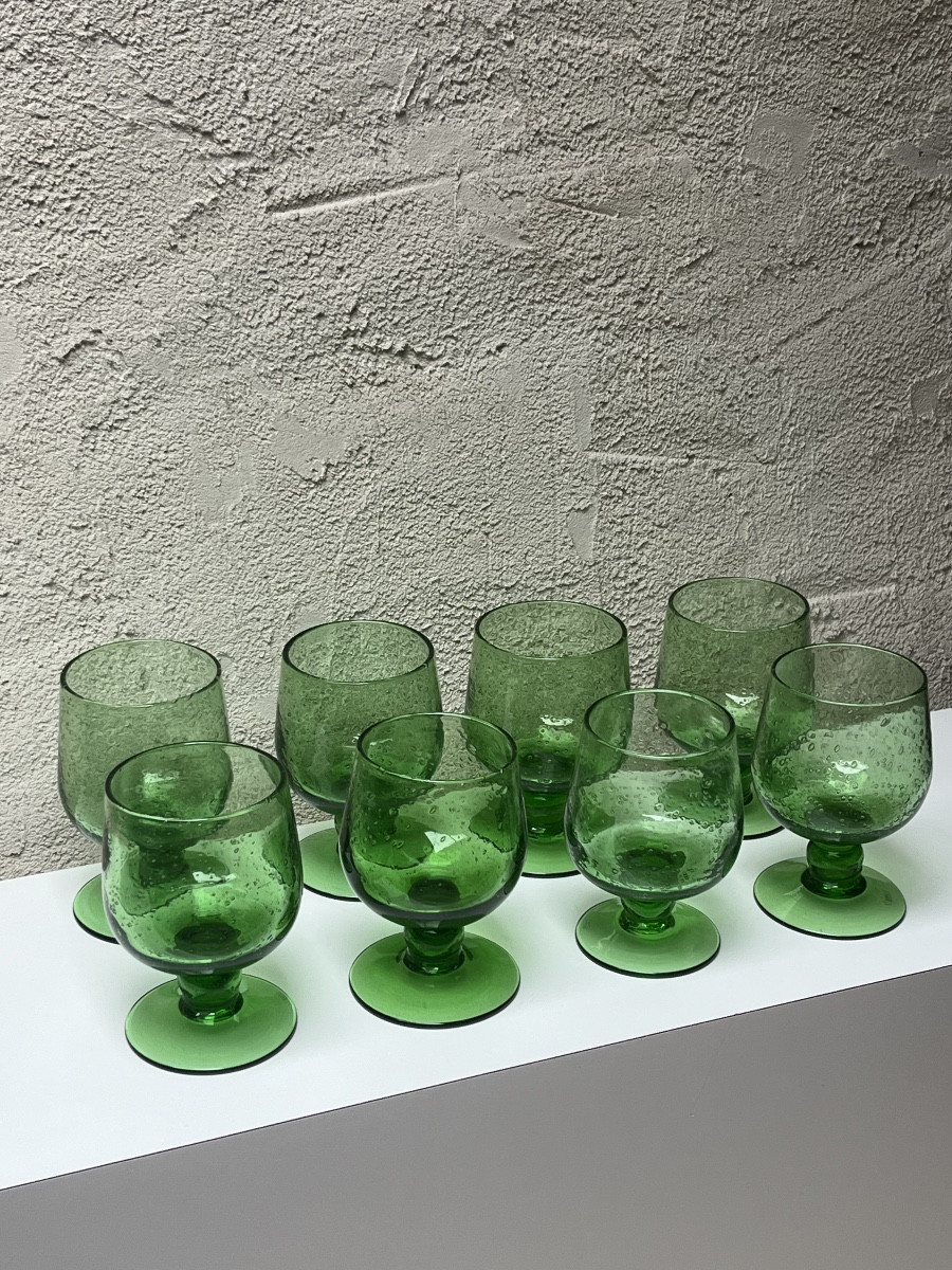 VERRES A PIED EN VERRE SOUFFLÉ, BIOT