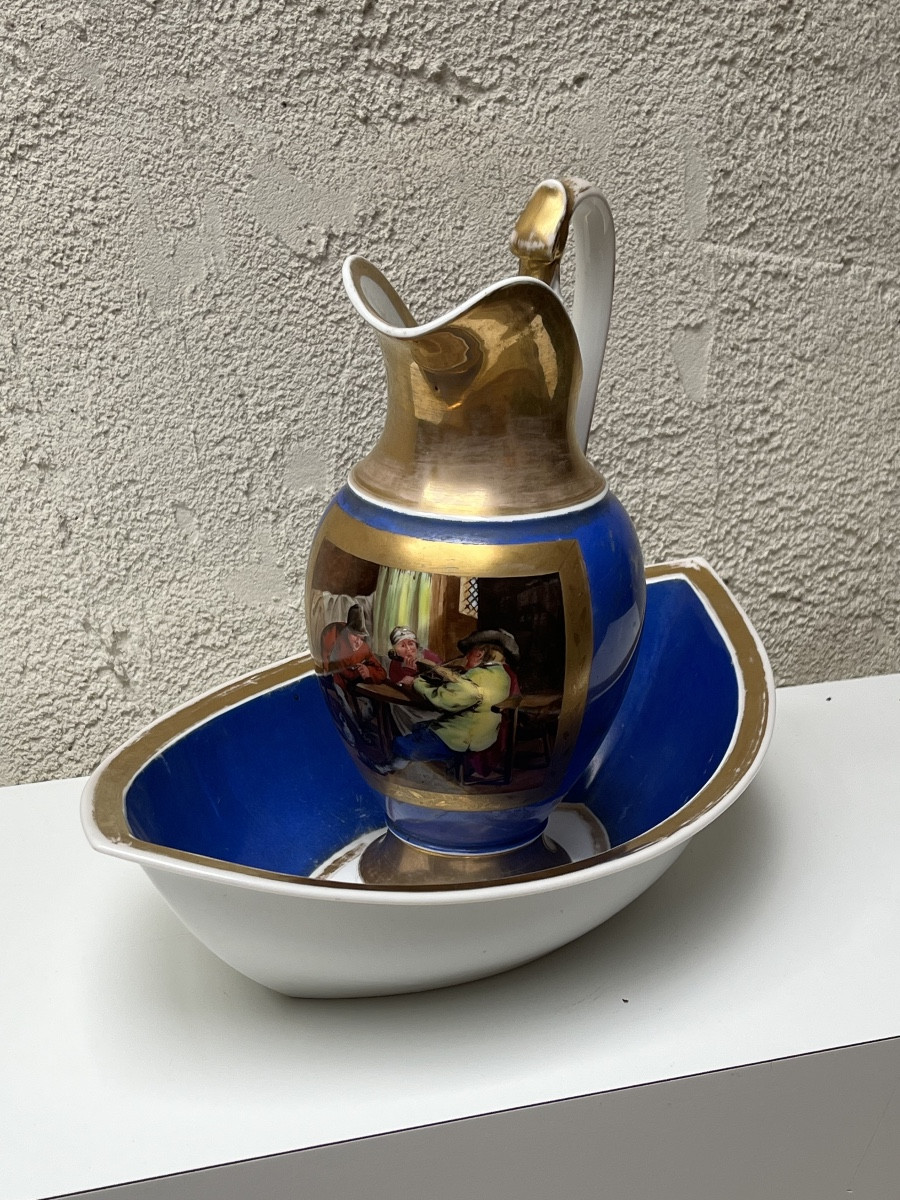 Polychrome Porcelain Jug And Basin